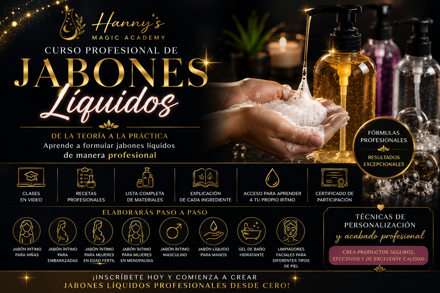 Curso Profesional de Jabones Líquidos | Hanny’s Magic Academy