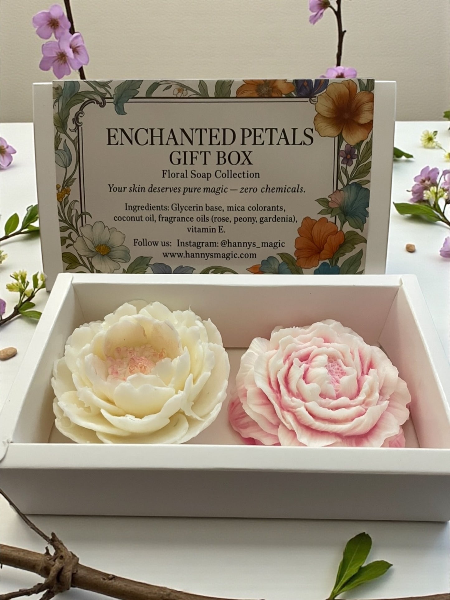 Enchanted Petals Gift Box — Floral Soap Duo