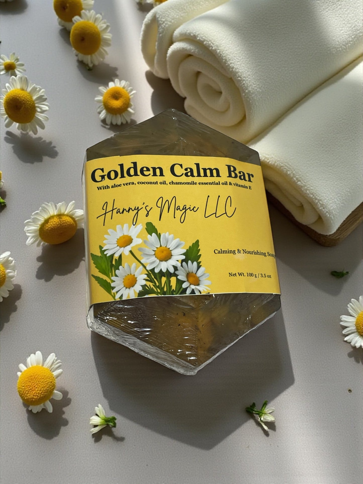 Golden Calm Bar – Chamomile & Calendula Soap for Sensitive Skin