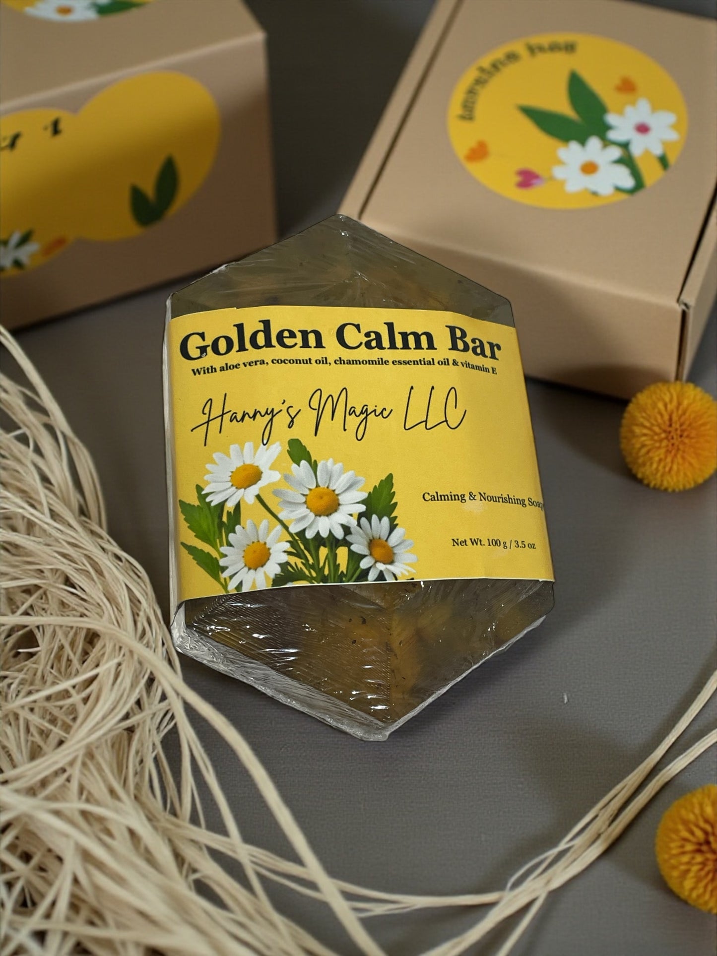 Golden Calm Bar – Chamomile & Calendula Soap for Sensitive Skin